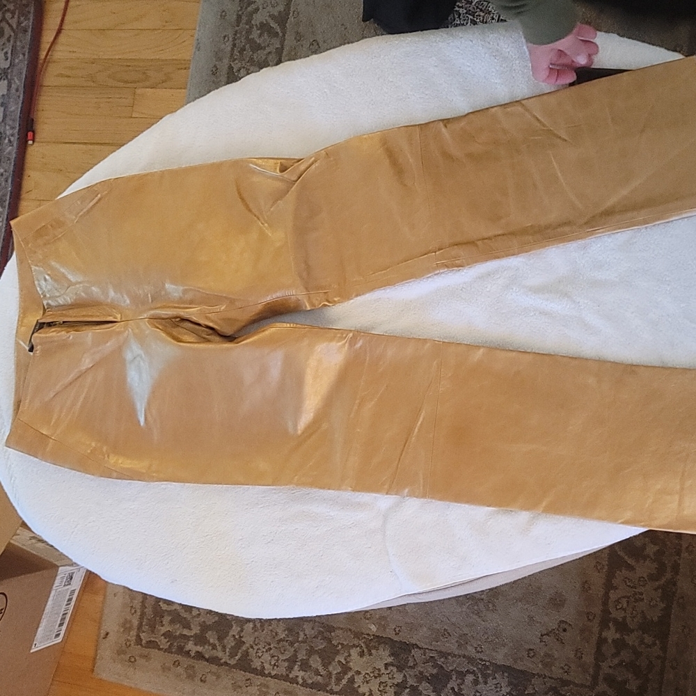 Banana Republic gold leather pants. Worn 1 time. Size 0